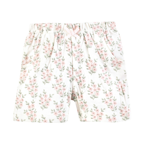 Hudson Baby Shorts Bottoms 4-Pack, Pink Sage Floral