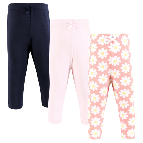 Hudson Baby Cotton Pants and Leggings, White Coral Daisy