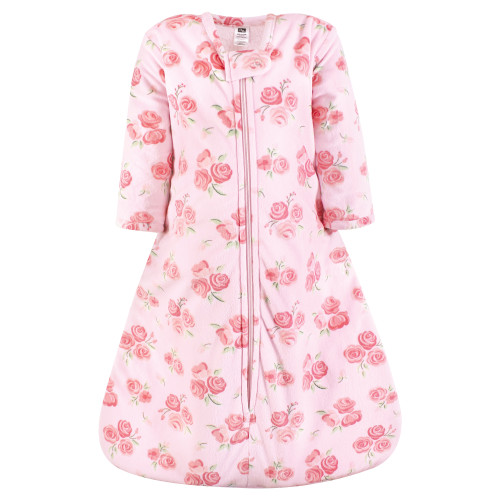 Hudson Baby Long Sleeve Plush Faux Fur Sleeping Bag, Wearable Blanket, Blush Rose