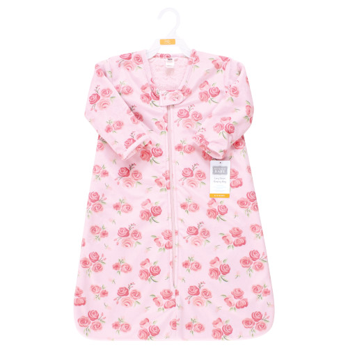 Hudson Baby Long Sleeve Plush Faux Fur Sleeping Bag, Wearable Blanket, Blush Rose