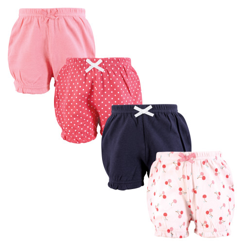 Hudson Baby Shorts Bottoms 4-Pack, Cherry Sweet