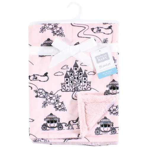 Hudson Baby Plush Blanket with Furry Binding and Back, Fairytale Princess