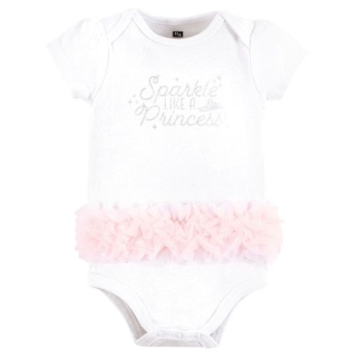 Hudson Baby Cotton Bodysuits 3-Pack, Sparkle Princess Tutu