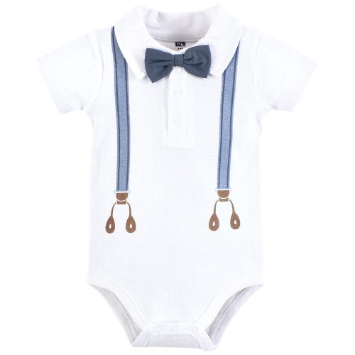 Hudson Baby Cotton Bodysuits 3-Pack, Gentleman Bear Suspender