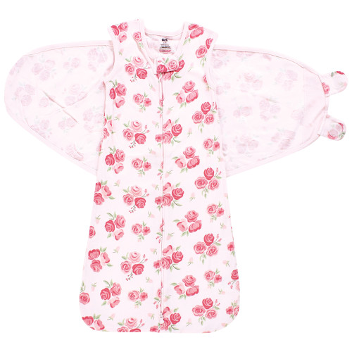 Hudson Baby Convertible Swaddle Sleep Sack, Blush Rose