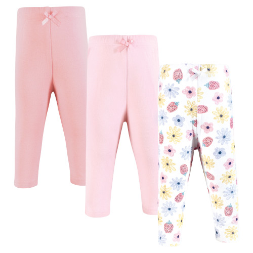 Hudson Baby Cotton Pants and Leggings, Strawberry Flowers