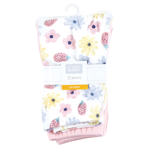 Hudson Baby Cotton Pants and Leggings, Strawberry Flowers