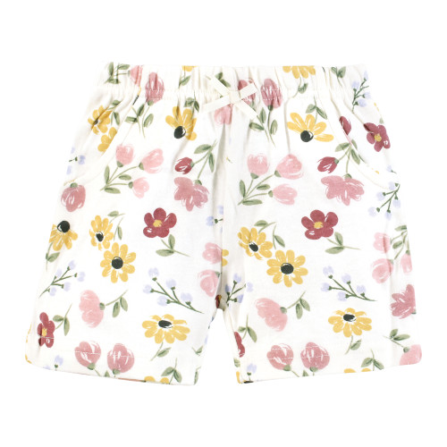 Hudson Baby Shorts Bottoms 4-Pack, Soft Painted Floral