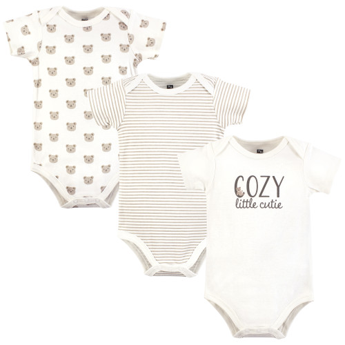 Hudson Baby Cotton Bodysuits 3-Pack, Cozy Cutie