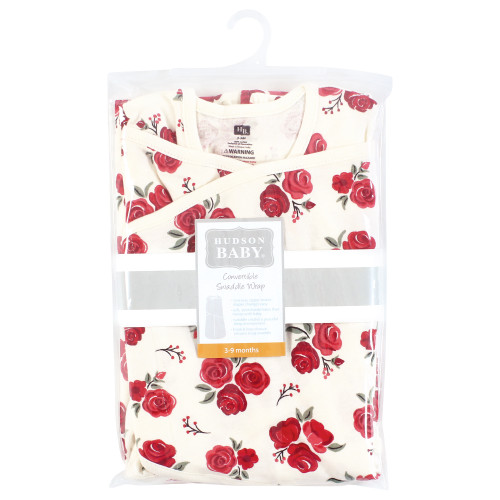 Hudson Baby Convertible Swaddle Sleep Sack, Red Rose