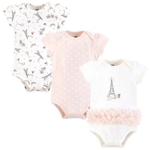 Hudson Baby Cotton Bodysuits 3-Pack, Paris Tutu