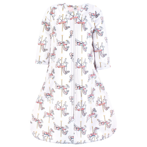 Hudson Baby Long Sleeve Plush Faux Fur Sleeping Bag, Wearable Blanket, Carousel Horse