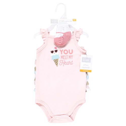Hudson Baby Bodysuit, Short and Sock, Melt My Heart Ice Cream