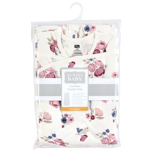 Hudson Baby Convertible Swaddle Sleep Sack, Dusty Rose Floral