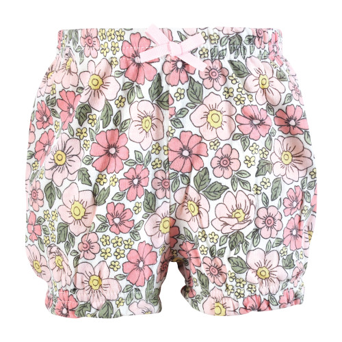 Hudson Baby Shorts Bottoms 4-Pack, Pink Yellow Pretty Floral