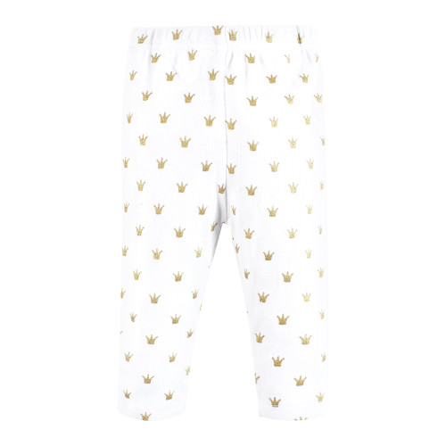 Hudson Baby Cotton Bodysuit, Pant and Shoe Set, Gold Little Princess