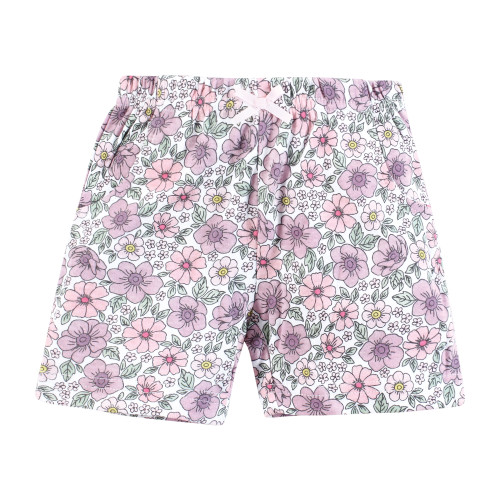 Hudson Baby Shorts Bottoms 4-Pack, Pink Purple Pretty Floral