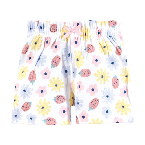 Hudson Baby Shorts Bottoms 4-Pack, Flowers And Strawberries