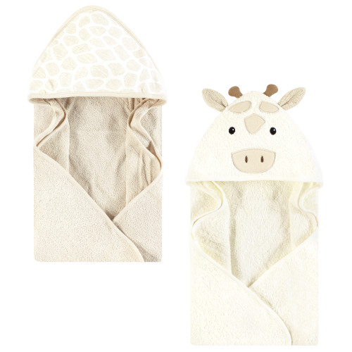 Hudson Baby Cotton Animal Face Hooded Towel, Beige Giraffe