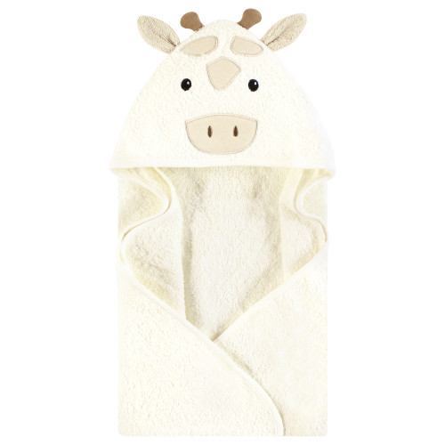 Hudson Baby Cotton Animal Face Hooded Towel, Beige Giraffe