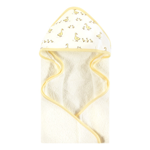 Hudson Baby Cotton Animal Face Hooded Towel, Yellow Duck