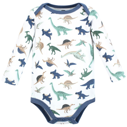 Hudson Baby Cotton Long-Sleeve Bodysuits 3-Pack, Dino Friends
