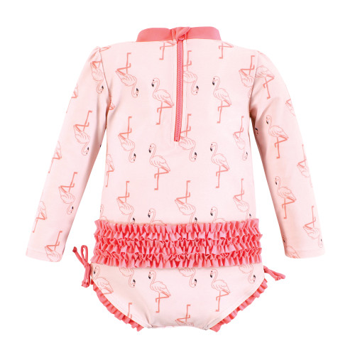 Hudson Baby Rashguard Baby and Toddler Swimsuit, Pink Flamingo Baby