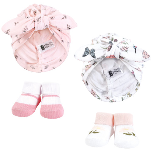 Hudson Baby Turban and Socks Set, Hummingbird Garden