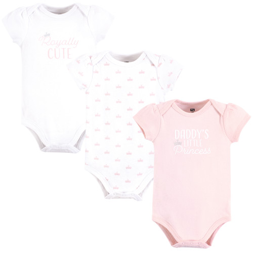 Hudson Baby Cotton Bodysuits 3-Pack, Daddys Princess Crown