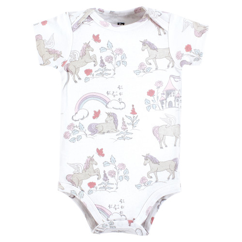 Hudson Baby Cotton Bodysuits 5-Pack, Unicorn Dream World