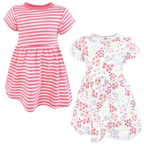 Hudson Baby Cotton Dresses, Bright Pink Flower Field