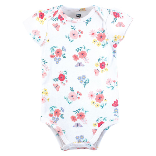 Hudson Baby Cotton Bodysuits 3-Pack, Butterfly Floral Tutu