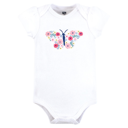 Hudson Baby Cotton Bodysuits 3-Pack, Butterfly Floral Tutu