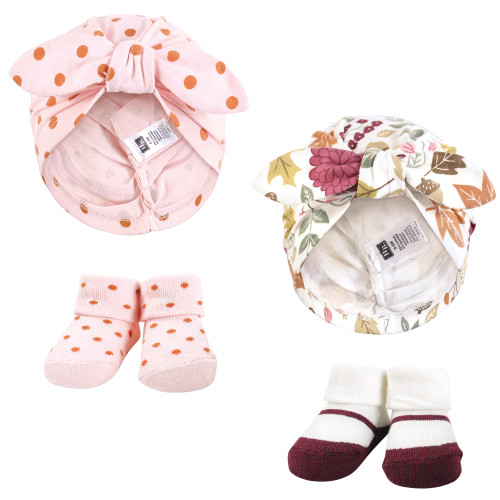 Hudson Baby Turban and Socks Set, Acorn Botanical