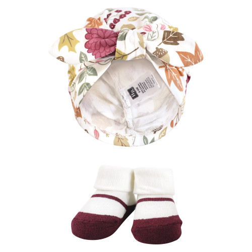 Hudson Baby Turban and Socks Set, Acorn Botanical