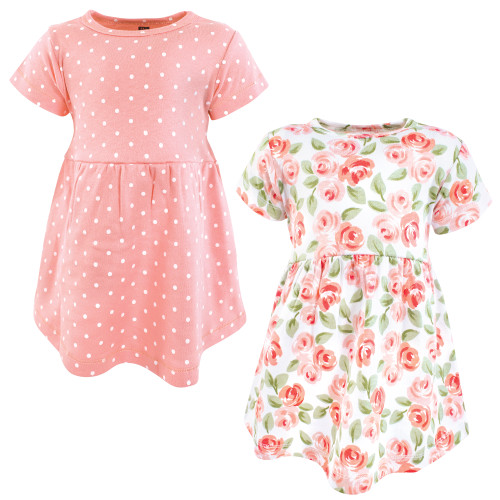 Hudson Baby Cotton Dresses, Coral Floral