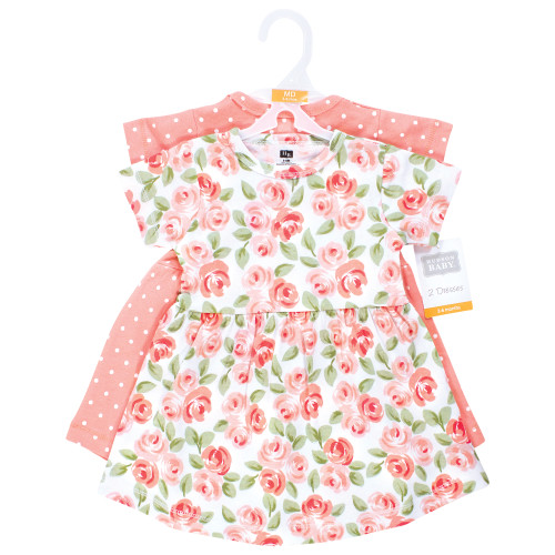 Hudson Baby Cotton Dresses, Coral Floral