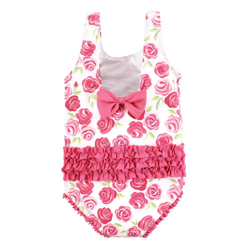 Hudson Baby Baby and Toddler Swimsuit, Pink Roses Baby