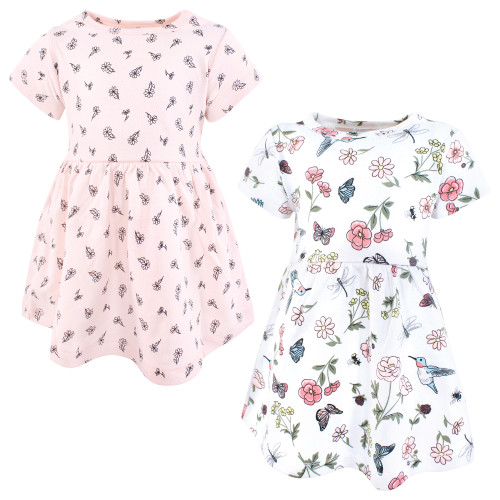 Hudson Baby Cotton Dresses, Hummingbird Garden