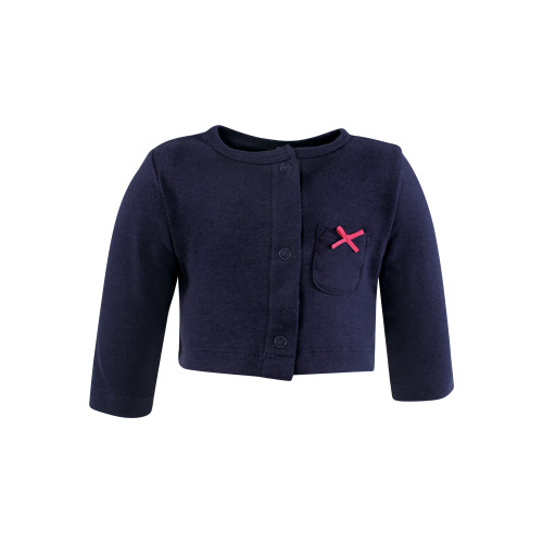 Hudson Baby Cotton Dress and Cardigan Set, Navy Hearts