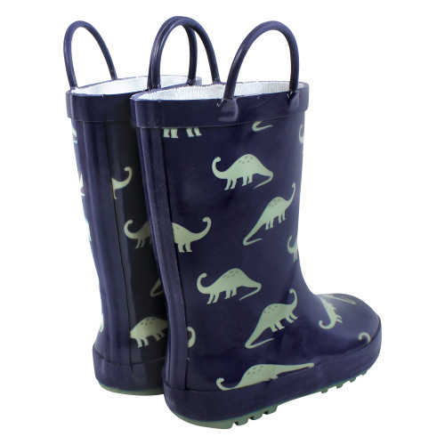 Hudson Baby Rain Boots, Navy Sage Dino