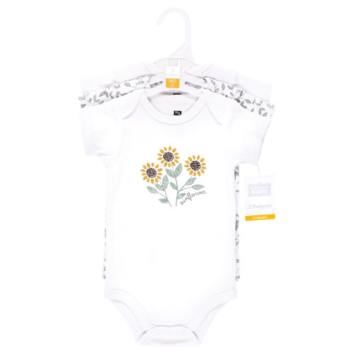 Hudson Baby Cotton Bodysuits 3-Pack, Sunflower Love