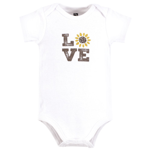 Hudson Baby Cotton Bodysuits 3-Pack, Sunflower Love