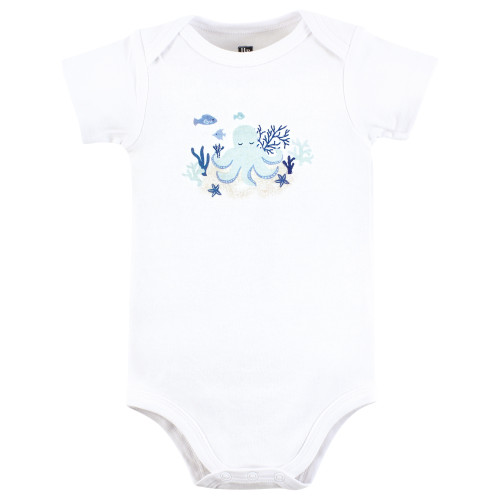 Hudson Baby Cotton Bodysuits 3-Pack, Mint Octopus