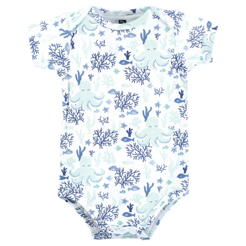Hudson Baby Cotton Bodysuits 3-Pack, Mint Octopus