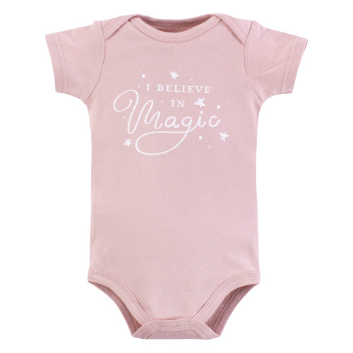 Hudson Baby Cotton Bodysuits 5-Pack, Unicorn Dreams Pink