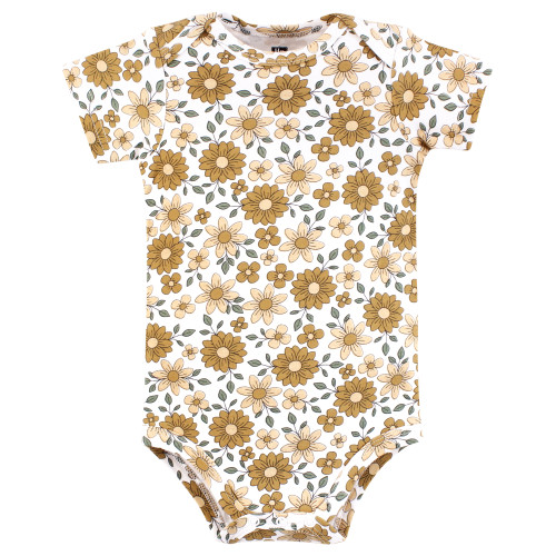 Hudson Baby Cotton Bodysuits 3-Pack, Be Happy Floral