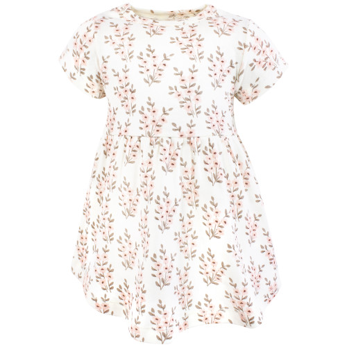 Hudson Baby Cotton Dress and Cardigan Set, Pink Taupe Floral
