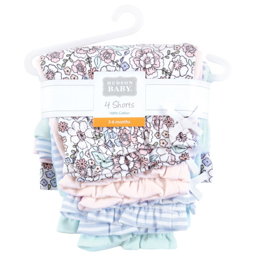 Hudson Baby Shorts Bottoms 4-Pack, So Pretty Flower