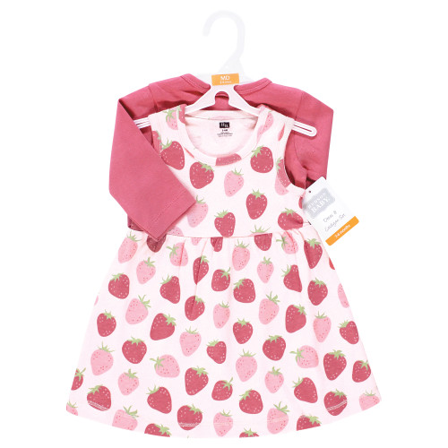 Hudson Baby Cotton Dress and Cardigan Set, Strawberry Love